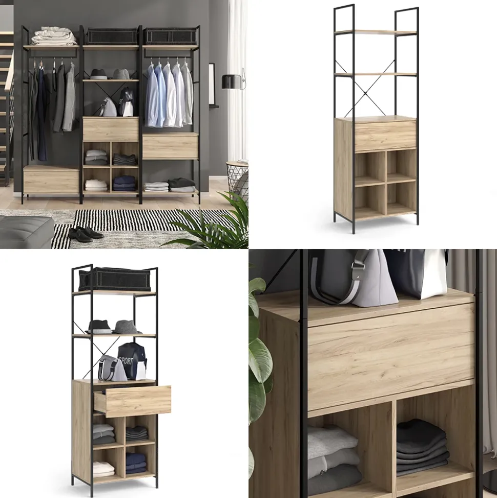 Vicco Kleiderschrank "Enya", Holz, 60 x 180 cm mit Schublade