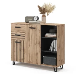 Vicco Kommode "Amber", Braun, 120.1 x 100 cm mit 2 Schubladen und 2 Türen