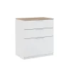 Vicco Kommode Betti, Kommodenschrank, Weiß/Sonoma, 80 x 90 cm mit 3 Schubladen