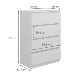 Vicco Kommode Calisto, Kommodenschrank, Weiß/Weiß, 70 x 102 cm