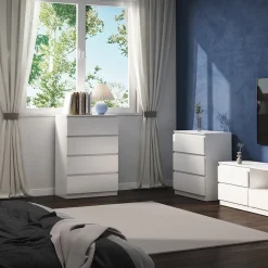 Vicco Kommode Calisto, Kommodenschrank, Weiß/Weiß, 70 x 102 cm