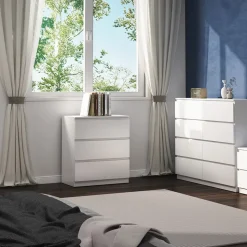 Vicco Kommode Calisto, Kommodenschrank, Weiß/Weiß, 70 x 78.5 cm