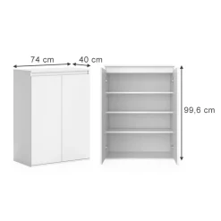 Vicco Kommode "Claus", Weiß, 74 x 99.6 cm mit 2 Türen