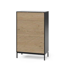 Vicco Kommode "Eliza", Schwarz/Eiche, 76 x 120 cm mit 5 Schubladen