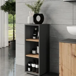 Vicco Midischrank Anthrazit/Artisan Irma 30x81x30 cm - Die Badezimmermöbel, Mehr Ordnung im Badezimmer durch übersichtliche Ablage