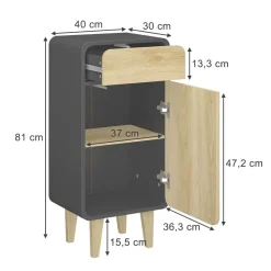 Vicco Midischrank Anthrazit/Eiche Arla 40x81x30 cm - Badezimmermöbel, Viel Stauraum für Handtücher, Kosmetik & Pflegeprodukte