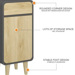 Vicco Midischrank Anthrazit/Eiche Arla 40x81x30 cm - Badezimmermöbel, Viel Stauraum für Handtücher, Kosmetik & Pflegeprodukte