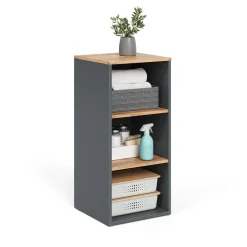 Vicco Midischrank Anthrazit/Goldkraft Eiche Viktor 40x88x41 cm - Die Badezimmermöbel, Zusätzlicher Stauraum für Handtücher, Pflegeprodukte & Deko