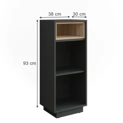 Vicco Midischrank Anthrazit/Sonoma Beatrice 38x93x30 cm - Aufbewahrungsschrank, Viel Stauraum für Handtücher, Kosmetik & Pflegeprodukte