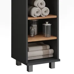 Vicco Midischrank Anthrazit/Goldkraft Eiche Ilias 30x95x30 cm - Die Badezimmermöbel, Mehr Ordnung im Badezimmer durch übersichtliche Ablage