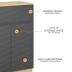 Vicco Midischrank Anthrazit Livia 60x80x30 cm - Badezimmermöbel, Nutzt den Raum über der Toilette clever aus