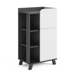 Vicco Midischrank Anthrazit/Weiß Karen 50x90x35 cm - Die Badezimmermöbel, Kombination aus offenen und geschlossenen Fächern für Flexibilität