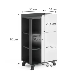 Vicco Midischrank Anthrazit/Weiß Karen 50x90x35 cm - Die Badezimmermöbel, Kombination aus offenen und geschlossenen Fächern für Flexibilität