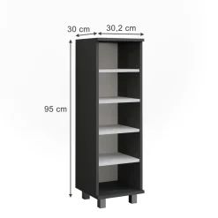 Vicco Midischrank Anthrazit/Weiß Ilias 30x95x30 cm - Die Badezimmermöbel, Mehr Ordnung im Badezimmer durch übersichtliche Ablage