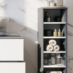 Vicco Midischrank Anthrazit/Weiß Ilias 30x95x30 cm - Die Badezimmermöbel, Mehr Ordnung im Badezimmer durch übersichtliche Ablage