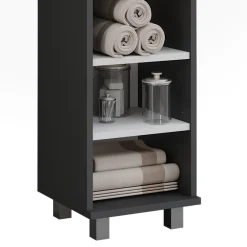 Vicco Midischrank Anthrazit/Weiß Ilias 30x95x30 cm - Die Badezimmermöbel, Mehr Ordnung im Badezimmer durch übersichtliche Ablage