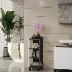 Vicco Midischrank Anthrazit/Weiß Karen 30x90x35 cm - Die Badezimmermöbel, Mehr Ordnung im Badezimmer durch übersichtliche Ablage