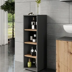 Vicco Midischrank Anthrazit/Artisan Irma 30x95x30 cm - Die Badezimmermöbel, Mehr Ordnung im Badezimmer durch übersichtliche Ablage