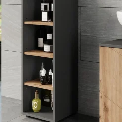 Vicco Midischrank Anthrazit/Artisan Irma 30x95x30 cm - Die Badezimmermöbel, Mehr Ordnung im Badezimmer durch übersichtliche Ablage