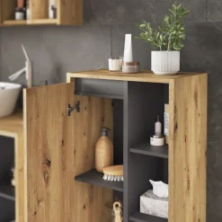 Vicco Midischrank Artisan/Grau Viola 50x86x33 cm - Die Badezimmermöbel, Leichte Reinigung des Bodens dank wandhängender Montage