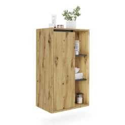 Vicco Midischrank Artisan/Grau Viola 50x86x33 cm - Die Badezimmermöbel, Leichte Reinigung des Bodens dank wandhängender Montage