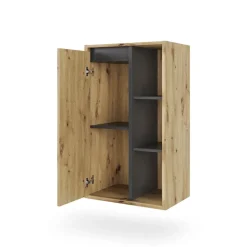 Vicco Midischrank Artisan/Grau Viola 50x86x33 cm - Die Badezimmermöbel, Leichte Reinigung des Bodens dank wandhängender Montage