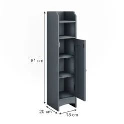 Vicco Midischrank Grau Bianco 18x81x20 cm - Die Badezimmermöbel, Kompakte Bauweise – auch für kleine Bäder geeignet