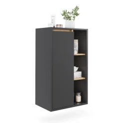 Vicco Midischrank Grau/Artisan Viola 50x86x33 cm - Die Badezimmermöbel, Leichte Reinigung des Bodens dank wandhängender Montage