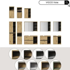Vicco Midischrank Grau/Artisan Viola 50x86x33 cm - Die Badezimmermöbel, Leichte Reinigung des Bodens dank wandhängender Montage