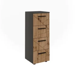 Vicco Midischrank "Irma", Anthrazit/Artisan, 30 x 81 cm mit 4 Schubladen