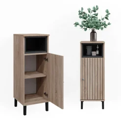 Vicco Midischrank Sonoma Aquis 30x82x30 cm - Die Badezimmermöbel, Kombination aus offenen Fächern und Türen für flexible Nutzung