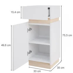 Vicco Midischrank Weiß Gloria 33x76x35 cm - Die Badezimmermöbel, Unterschrank- und Hängeschrank-Kombination