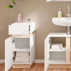 Vicco Midischrank Weiß Gloria 33x76x35 cm - Die Badezimmermöbel, Unterschrank- und Hängeschrank-Kombination