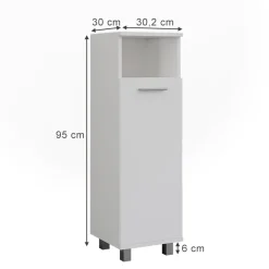 Vicco Midischrank Weiß Ilias 30x95x30 cm - Die Badezimmermöbel, Ideal für kleine Räume und schmale Nischen