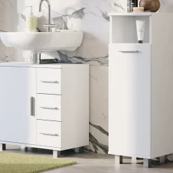 Vicco Midischrank Weiß Ilias 30x95x30 cm - Die Badezimmermöbel, Ideal für kleine Räume und schmale Nischen