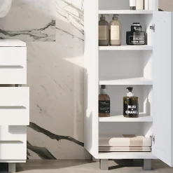 Vicco Midischrank Weiß Ilias 30x95x30 cm - Die Badezimmermöbel, Ideal für kleine Räume und schmale Nischen