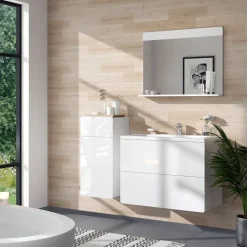 Vicco Midischrank Weiß Izan 37x77x33 cm - Die Badezimmermöbel, Zusätzlicher Stauraum für Handtücher, Pflegeprodukte & Deko