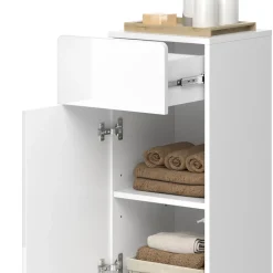 Vicco Midischrank Weiß Izan 37x77x33 cm - Die Badezimmermöbel, Zusätzlicher Stauraum für Handtücher, Pflegeprodukte & Deko
