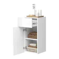 Vicco Midischrank Weiß Izan 37x77x33 cm - Die Badezimmermöbel, Zusätzlicher Stauraum für Handtücher, Pflegeprodukte & Deko