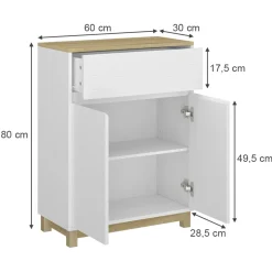 Vicco Midischrank Weiß Livia 60x80x30 cm - Badezimmermöbel, Nutzt den Raum über der Toilette clever aus