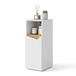 Vicco Midischrank Weiß Marelle 30x75x35 cm - Die Badezimmermöbel, Grifflose Fronten für eine moderne Optik