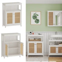 Vicco Midischrank Weiß Rosario 60x80x30 cm - Die Badezimmermöbel, Viel Stauraum oben und unten