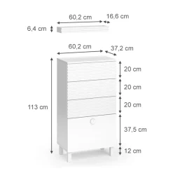 Vicco Midischrank Weiß Sola 60x113x37 cm - Die Badezimmermöbel, Viel Stauraum oben und unten