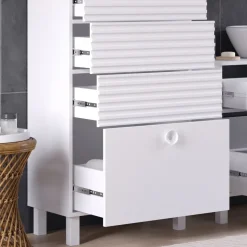 Vicco Midischrank Weiß Sola 60x113x37 cm - Die Badezimmermöbel, Viel Stauraum oben und unten