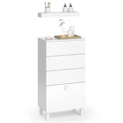 Vicco Midischrank Weiß Sola 60x113x37 cm - Die Badezimmermöbel, Viel Stauraum oben und unten