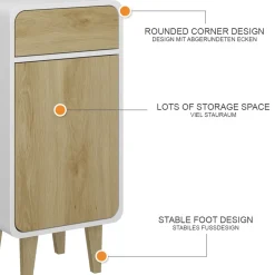 Vicco Midischrank Weiß/Eiche Arla 40x81x30 cm - Badezimmermöbel, Viel Stauraum für Handtücher, Kosmetik & Pflegeprodukte