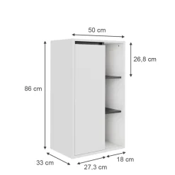 Vicco Midischrank Weiß/Grau Viola 50x86x33 cm - Die Badezimmermöbel, Leichte Reinigung des Bodens dank wandhängender Montage