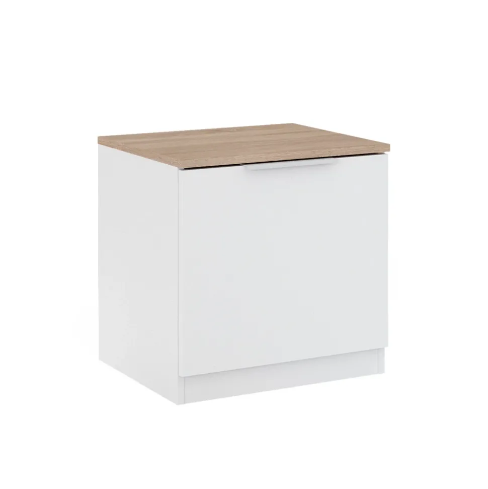 Vicco Nachttisch Betti, Nachtkommode, Weiß/Sonoma, 50 x 50 cm mit 1 Türen