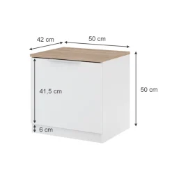 Vicco Nachttisch Betti, Nachtkommode, Weiß/Sonoma, 50 x 50 cm mit 1 Türen