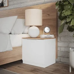 Vicco Nachttisch Betti, Nachtkommode, Weiß/Sonoma, 50 x 50 cm mit 1 Türen